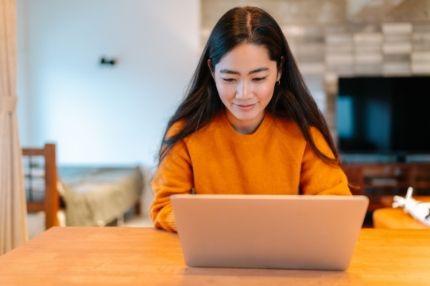 Woman working studying from home office